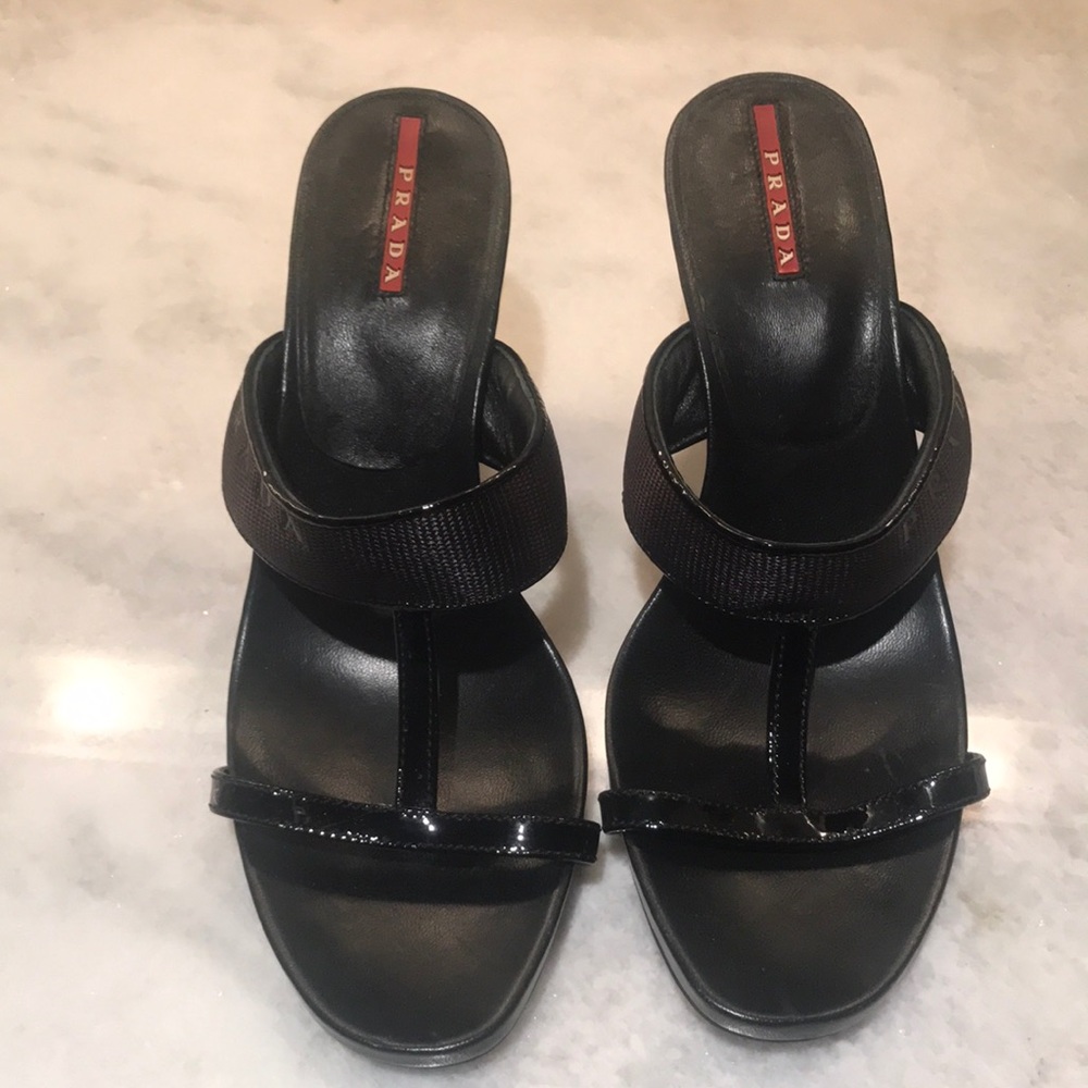 Prada black wedge sandal